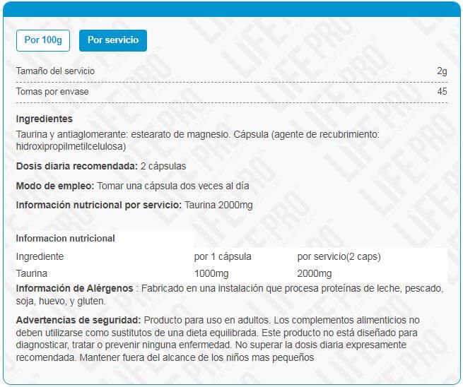 Información nutricional