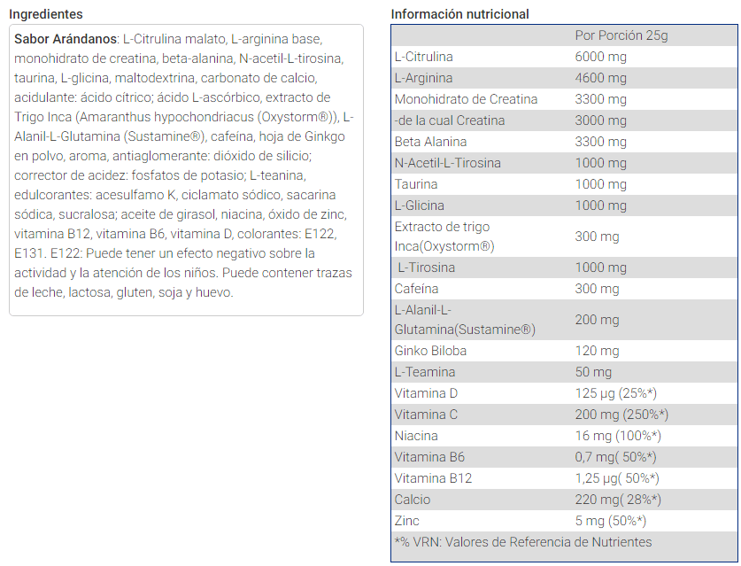 Información nutricional