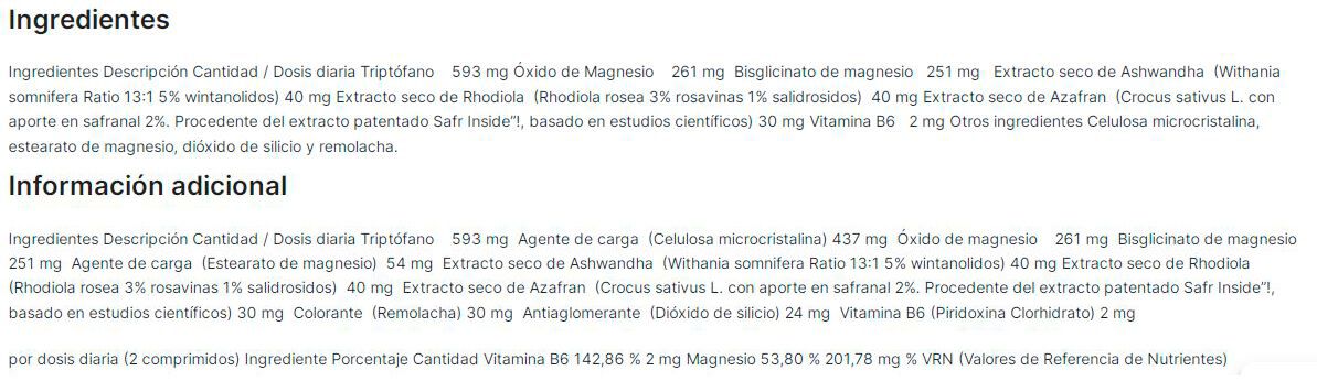 Información nutricional