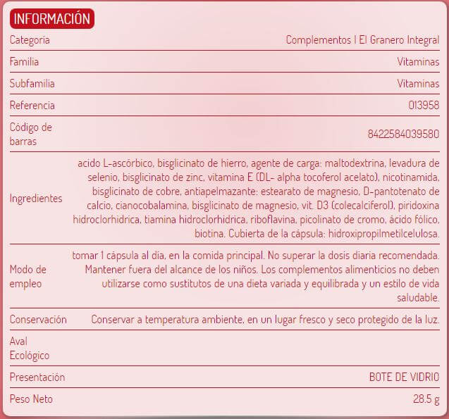Información nutricional
