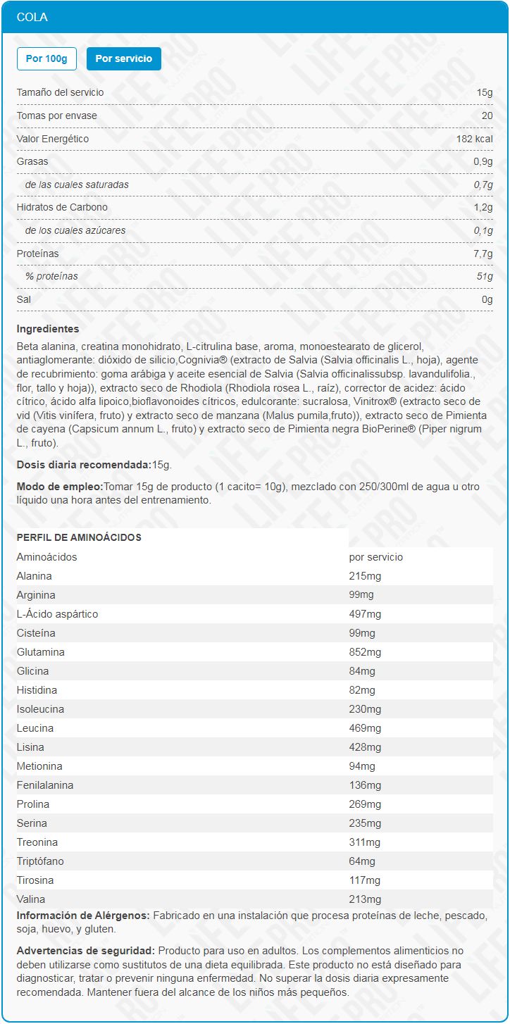 Información nutricional