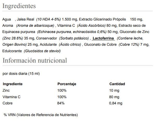 Información nutricional