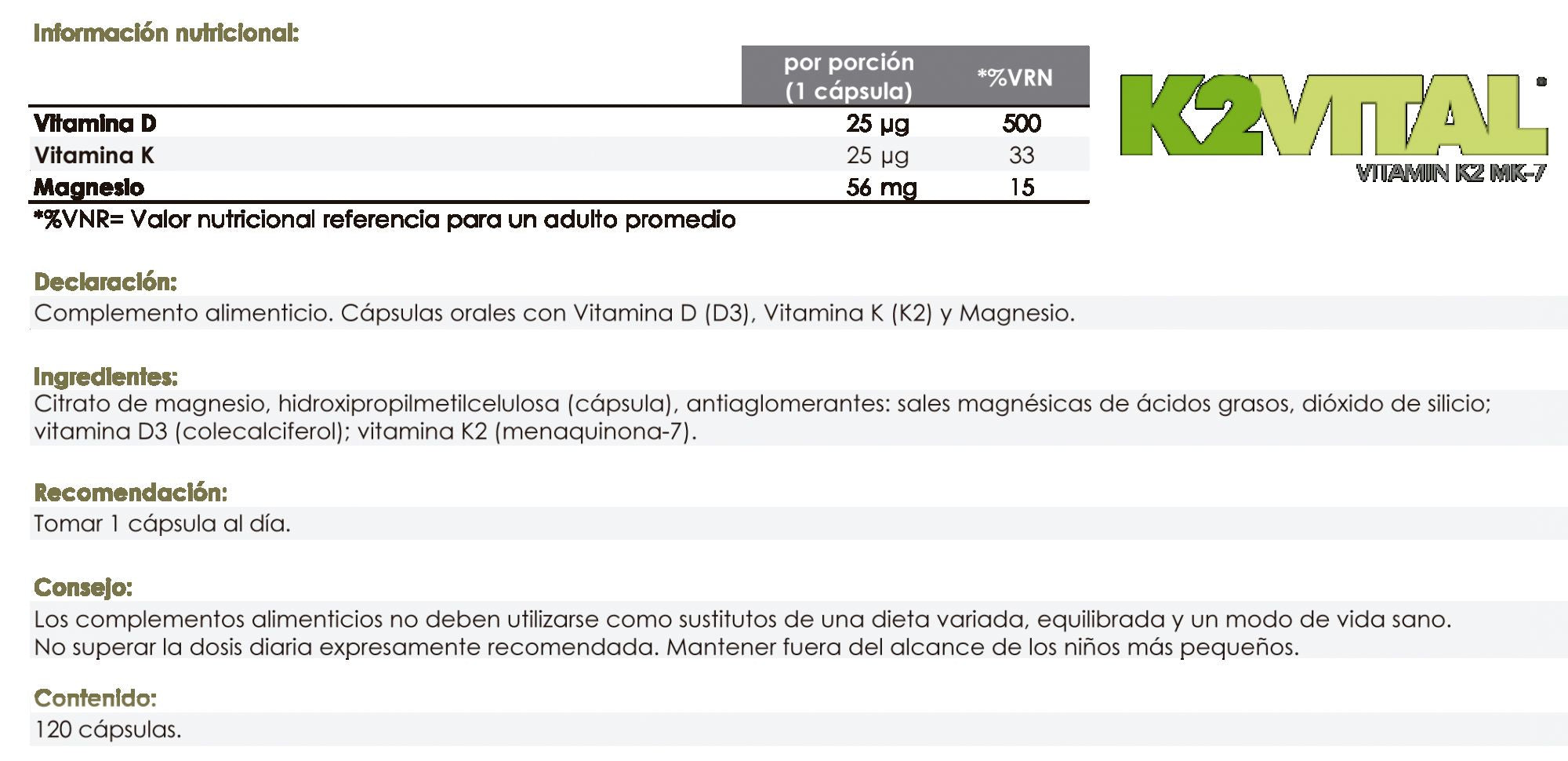 Información nutricional