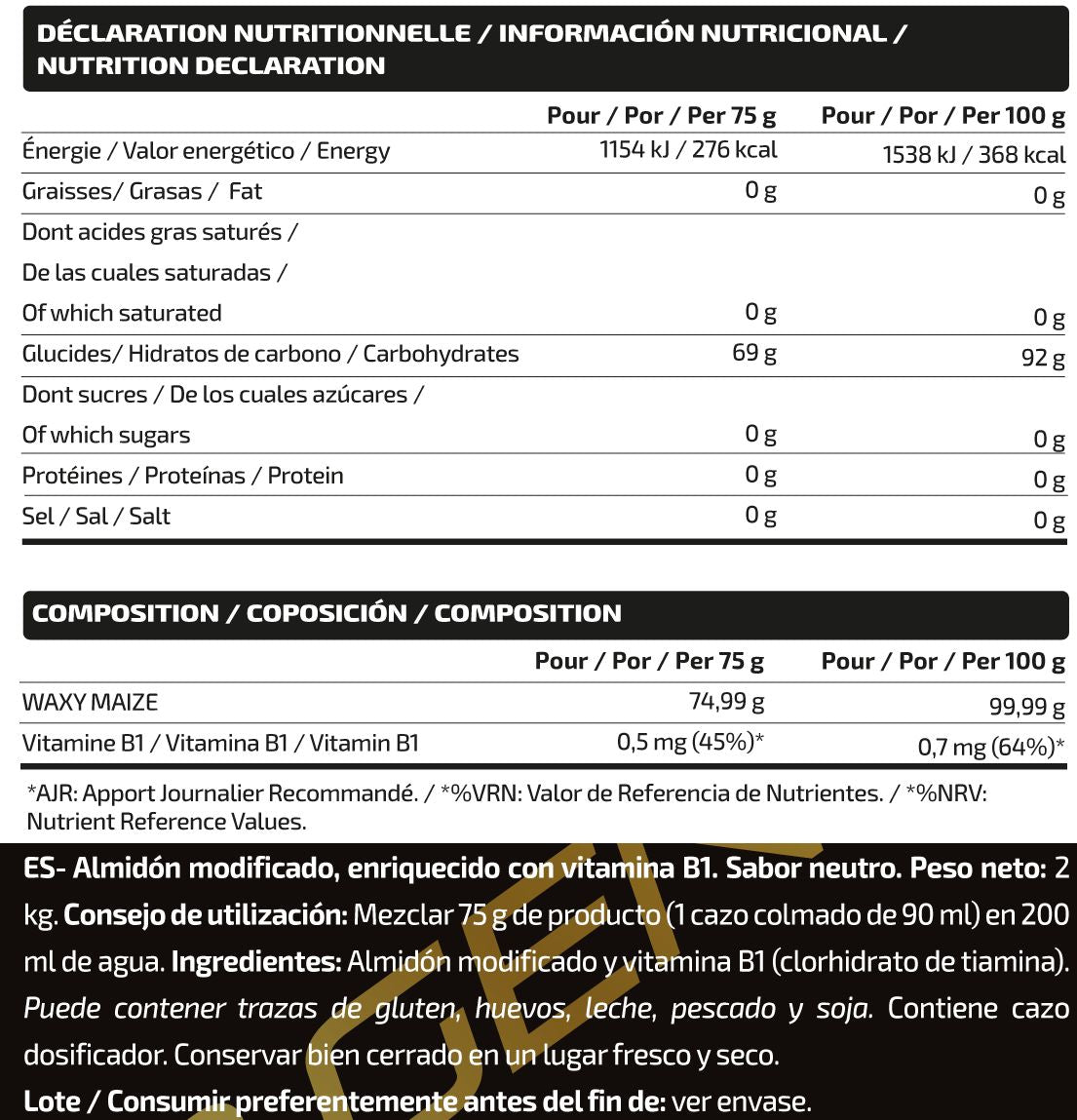 Información nutricional