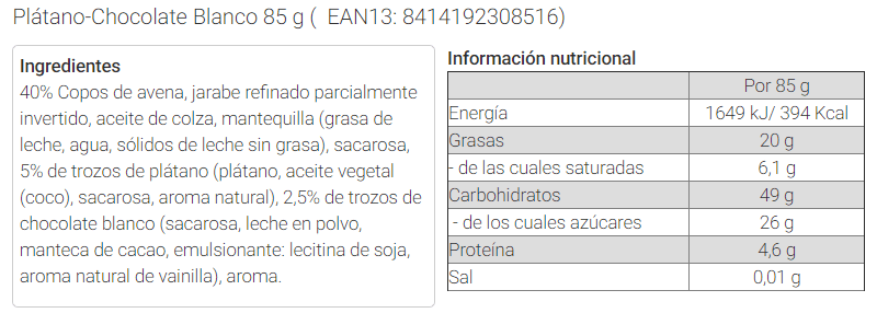 Información nutricional