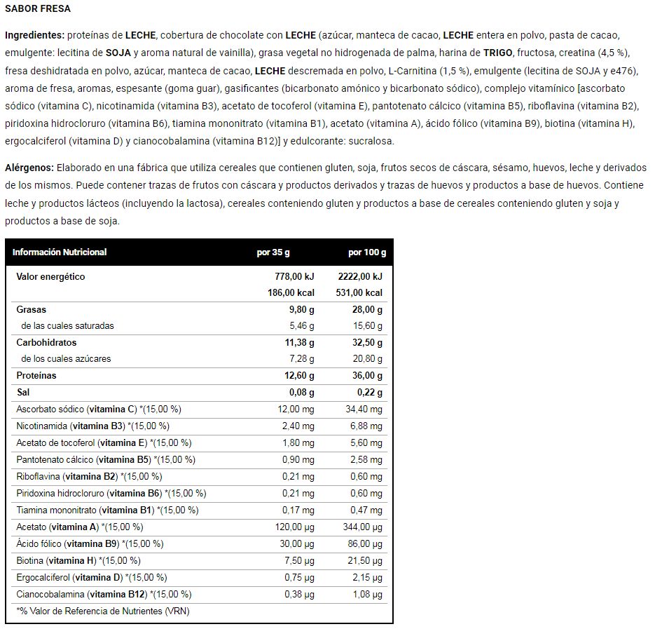 Información nutricional