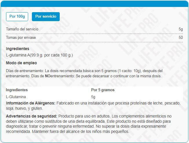 Información nutricional