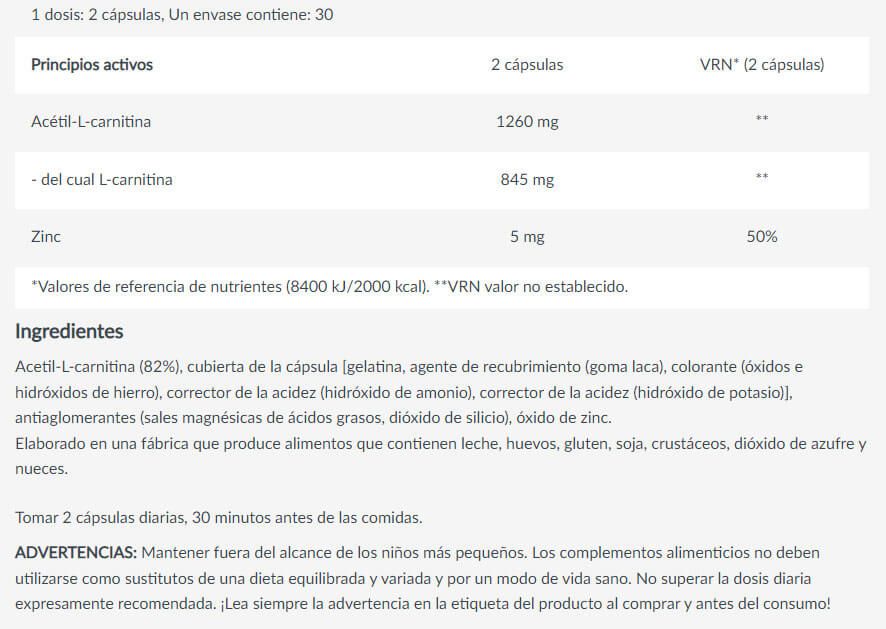 Información nutricional