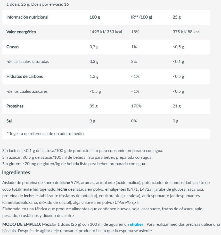 Información nutricional