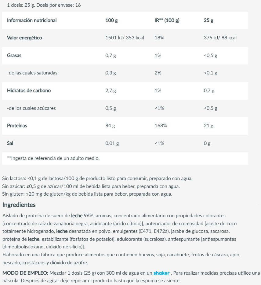 Información nutricional
